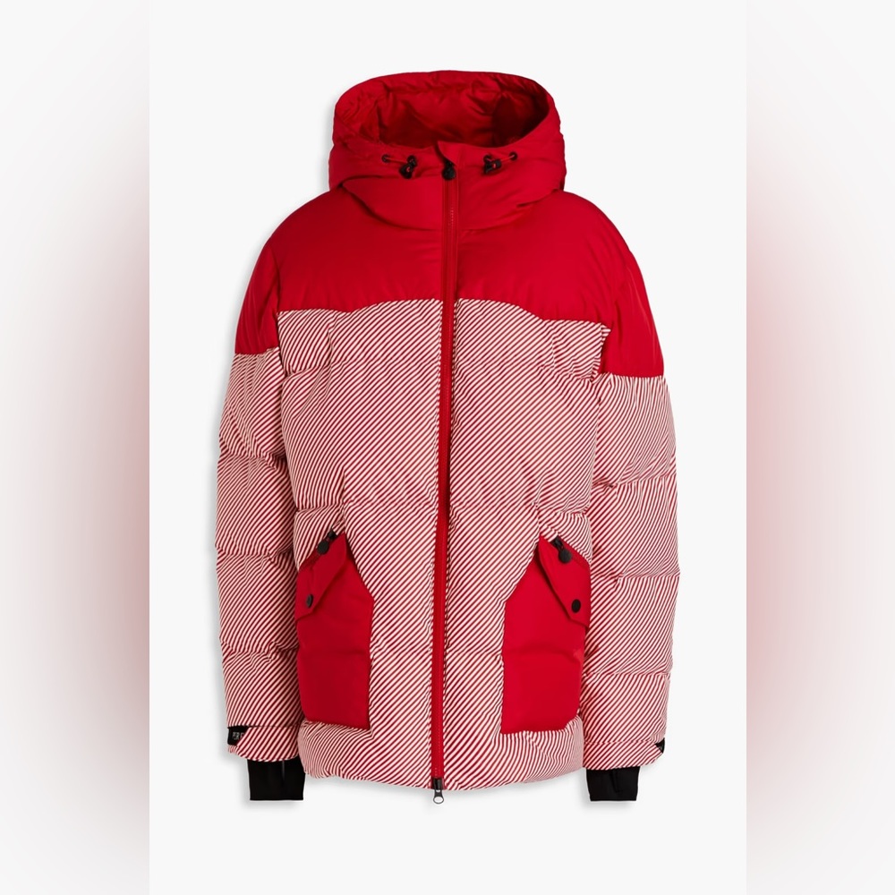 Perfect Moment striped quilted down ski jacket.